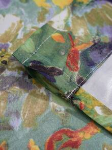 1pc Impressionist Painting Printed Cafe Curtain, Kitchen Doorway Decor Partition Curtain, Japanese Style Cloth Hanging, Year-Round Cabinet Valance Washstand Semi-Curtain, Dust Cover Curtain With No Drilling Required