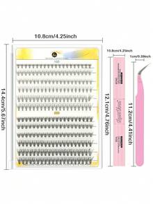 240 簇浓密卷曲分段自睫毛假睫毛，个人 DIY 仿貂皮单簇蓬松自然柔软 D 0.07 毫米 8-12 毫米混合手动睫毛延长，带粘合剂密封和镊子，适合日常化妆、派对、婚礼、旅行