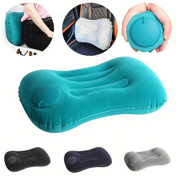 1 Stück multifunktionales aufblasbares Kissen, quadratisches Kissen mit Druckventil, tragbares faltbares Kissen geeignet für Zuhause, Reisen, Arbeit, Camping