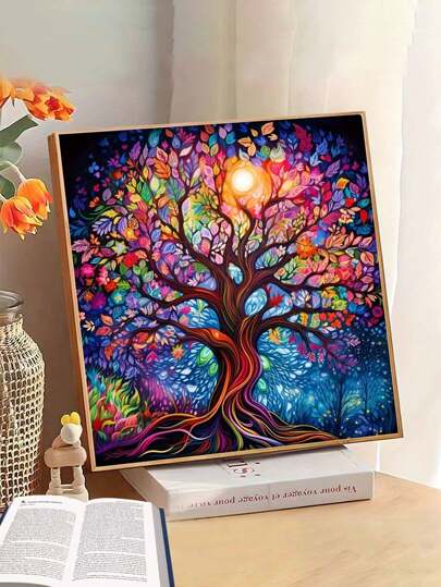 5D Diamond Art Set, Colored Big Tree Pattern Full Diamond Painting Kit - Shiny Diamond Gem, Home Wall Decor Art Crafts For Adults And Teenagers, Perfect Gift For Art Lovers And DIY Lovers, Ideal For Room Decor