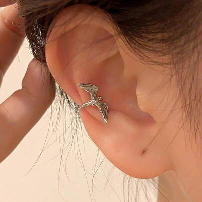 1 pieza Pinza para la oreja con diseño de oreja de murciélago vintage, adecuada para uso diario de las mujeres