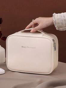 1 件 PU 皮革化妆包，大容量防水女士化妆品收纳包，多功能旅行洗漱包化妆旅行洗漱包收纳必备礼品收纳拉链配件指甲 - 彩色 - 查看 6