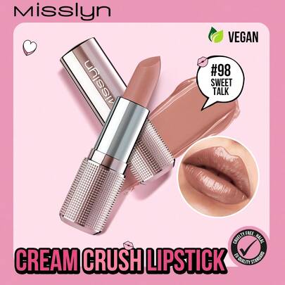 Misslyn Creamy Lipstick, Smooth Non-Sticky Moisturizing Lipstick, Smooth Moisturizing Satin Lipstick, High Gloss Intense Nude Color, Brand Makeup, Facial Decorative Cosmetics, Suitable For Women And Girls, Perfect For Winter, Y2K Style, Fashion , Suitable For Birthday, Valentine's Day, Party, New Year And Other Occasions, Best Gift, Vegan And Cruelty-Free
