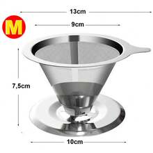 Filtro Coador De Café Inox 103 - Com Pegador em Silicone - Peneira Aço Reutilizável - Prata - Visão 5