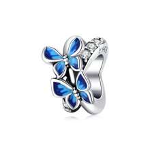 1 PC 925 Sterling Silver Butterfly Charms Sweet Flowers Beads Pendant DIY Bracelet Necklace Jewelry Making Valentines Wedding