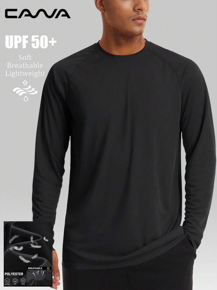 Cavva Men's Summer UPF 50+ Sun Protection Long Sleeve Shirt Spring Quick-Dry Lightweight Breathable Soft Outdoor Hiking Running Fishing Tops - Black - View 1