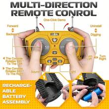 4件套遥控工程车玩具，2.4G 11通道遥控挖掘机、卡车、推土机，合金塑料工程车，遥控工程玩具套装 - Lingkun遥控挖掘机玩具，适合男孩女孩，最佳生日礼物，2.4GHz遥控工程玩具车带金属铲 - 合金工程車 - 查看 7