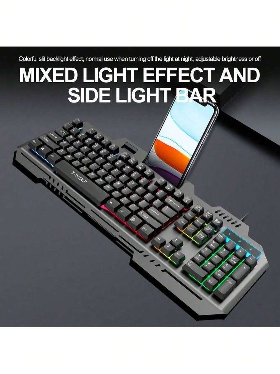 Wired Gaming Keyboard Semi-Mechanical RGB LED Backlit Computer PC - màu đen - Xem 1