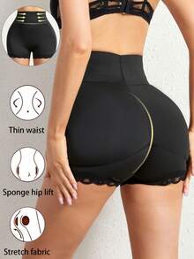 A Black Ladies' Hip - Lifting And Tummy - Controlling Belt With Fake Buttock Sponge Pads, Breathable Body - Shaping Pants For Enhancing Hips And Hips, Creating A Peach - Shaped Buttocks.