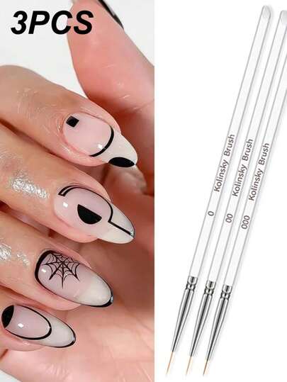 3 buc/set cristal fin Liner Brush Nail Art dungi pensule linie subțire unghii pensulă detalii pictură stilou gel unghii pictură instrumente