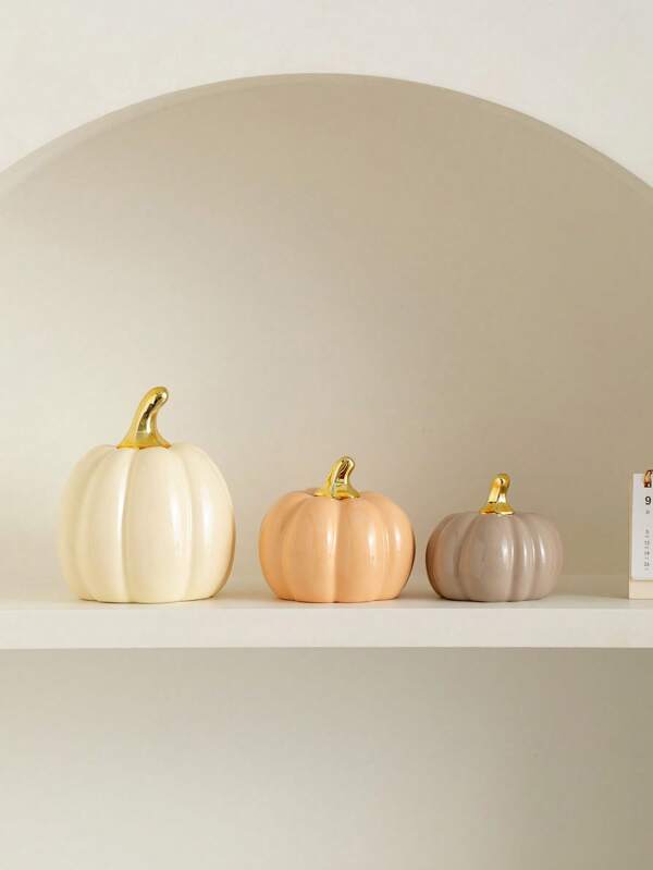 1 pieza Decoración con forma de calabaza de cerámica, múltiples tamaños y colores, estilo moderno minimalista, regalo, artesanía de cerámica, adecuado para restaurante, vacaciones, hogar, habitación, decoración de boda