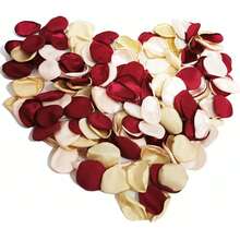50/100/500pcs Silk Rose Petals, Satin Fabric Wedding Aisle Decorations For Cake Table/Flower Girl Basket/Bridal Shower, Romantic Bedding Scatter Flowers (4cm Bowl Shape, Burgundy Cream Mix)