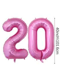 2pcs 40 Inch (101.6cm) Hot Pink Giant Number Helium Foil Balloons, Large Numeric Balloons Suitable For Birthday Party, Bachelorette Party, Anniversary, Birthday Photo Props, Party Decorations - Multicolor - View 9