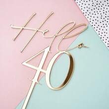 1 件/3 件/5 件金色 Hello18/21/30/40/50/60 岁生日蛋糕装饰适用于生日派对蛋糕装饰 - 金色 - 查看 2