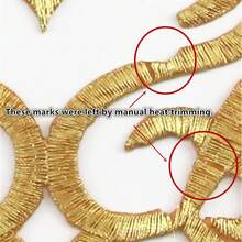 2 件镂空金线刺绣布贴，带粘性背衬，服装工艺装饰配件 - 金色 - 查看 11