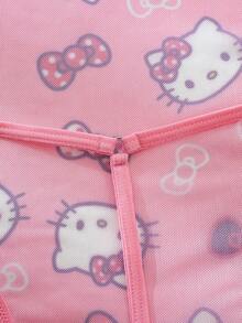 SANRIO 可爱数码印花粉色睡衣，女士透视露背连体裤，泰迪熊连体裤，性感内衣连体裤，适合外出穿着 - 淺粉色 - 查看 7