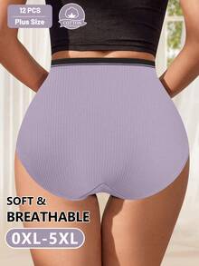 12pcs Plus Size Women's Cotton Lace Trim Jacquard Panties, Triangle Briefs, Soft & Breathable Fit - Nhiều màu - Xem 3