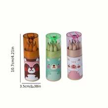 12 Colors Mechanical Pencil Set With Built-In Sharpener, Cute Panda Themed Colored Pencils With Wooden Stand And Sharpener - Great For Students, Artists, And Party Decorations, Party Supplies | Back To School, School Opening Gifts, Fun Design | Wooden Stand, Pencil Organizer, Birthday Gift - Christmas Gift - Easter Gift - Valentine's Day Gift - Perfect Gift