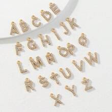 26pcs/Set A-Z Initial Alloy Rhinestone Charm Pendants For Women To DIY Earrings, Necklaces, Jewelry