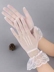 1pc Ladies Lace Gloves Elegant Short Lace Gloves Tea Party Gloves For Women Wedding Dinner Party