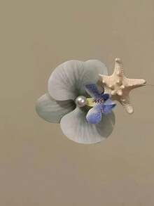 1个女士梦幻仿真花蝴蝶兰花海星鳄鱼夹刘海/侧边发夹，甜美优雅百搭发饰，适合夏季海滩度假拍照造型佩戴，爪夹发夹发卡