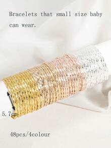 12 件闪亮优雅几何方块可叠戴手镯，适合儿童