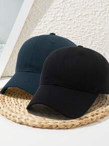 1pc Unisex Wide Brim Stylish Personalized Outdoor Sports Copper Buckle Adjustable Beach Solid Color Casual Street Polyester Patchwork Soft Top Rigid Brim Baseball Cap, Spring/Summer/Autumn/Winter