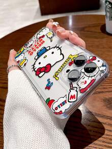 Etui na telefon z kreskówkową postacią Hello Kitty, odpowiednie dla modeli Galaxy, kompatybilne z Redmi, kompatybilne z 15/14/13/12/11/XS/XR/X Plus Pro Max Mini, etui na telefon z TPU, silikonowe, miękkie etui, kreskówka, słodkie, proste, modne, kreatywne, wszystko w jednym - Cześć Kitty - Zobacz 3