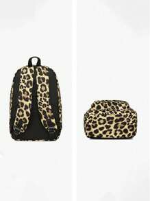 3pcs Personalized Embroidered Leopard Print Backpack Set, Customized Name Embroidery, Large Capacity Minimalist Student Backpack, Lunch Bag & Pencil Case, Lightweight Multi-Function School Bag, Suitable As Gift For Elementary, Middle, High School Students, Family, Friends, Christmas, Easter, New Year, Mother's Day, Women's Day, Valentine's Day, Teacher's Day, Nurse's Day, Birthday