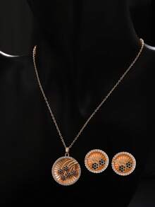 Elegant Luxury Fruit Cherry Shape Pendant Necklace And Earrings Set, Sparkling Synthetic Zirconia Stones, Charming Party/Wedding Jewelry Set For Ladies, Bridal Accessories, Birthday/Valentine's/Mother's Day/Christmas Gift - Jewelry Set - View 2