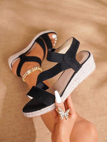 Women's Fashion Casual Vacation Woven Wedge Platform Sandals