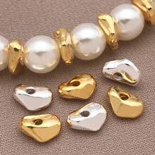 10/20/30pcs Real 18K Gold Plated Twist Brass Beads Asymmetrical Plated Spacer Beads Small Loose Craft Bead For DIY Bracelets Earring Necklace Jewelry Making
