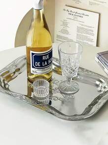 1 pieza Bandeja rectangular de joyería plateada vintage de acero inoxidable para frutas y alimentos: Perfecta para joyería, cosméticos o pequeños postres - Adecuada para uso en el escritorio, organizador de almacenamiento, regalo para mujeres, esencial para viajes