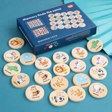 Juego de rompecabezas de madera de emparejamiento de memoria, juguetes educativos para niños - Animales, Océano, Frutas Patrón de Emparejamiento