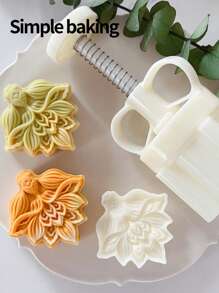 4-Piece Set Of Pastry Molds With Blessing Patterns, Birthday Gift Baking Sets, Bento Supplies, Handmade DIY Cookies Molds, Cake, Biscuit, Stamp Biscuit Cutting Molds, Holiday Party Mooncake Bean Paste Cake Kitchen Tools,Dessert Mold.Mooncake Mold Set Cookie Shaper.