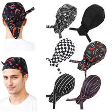 6pcs Unisex Chef Hat Elastic Kitchen Chef Hat Cooking Chef Cap Food Service Hair Net, Reusable And Washable Durable - 彩色 - 查看 1