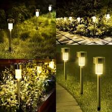10-Piece Solar LED Lights, Outdoor Solar Stainless Steel Lights, 20mAh,IP44 Solar Landscape Decorative Lights, Suitable For Courtyards, Lawns, Pathways, Decks, Driveways, Gardens, Festival Parties, And Courtyard Walkway Decoration - Warm light - 查看 5