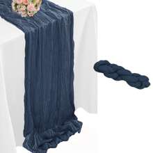 1/5/10/15pcs Navy Blue Pleated Table Runner, Cheesecloth Table Runner Folding Tablecloth, Festive Birthday Decor Wedding Decor Holiday Home Decor Party Room Table Decoration Dark Blue Table Cloth, Table Flag, Solid Color Table Cover, Birthday Decor Wedding Decor, New Year Decor, Party Favor