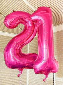 2pcs 40 Inch (101.6cm) Hot Pink Giant Number Helium Foil Balloons, Large Numeric Balloons Suitable For Birthday Party, Bachelorette Party, Anniversary, Birthday Photo Props, Party Decorations - Multicolor - View 4