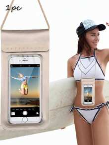Waterproof Phone Pouch With Detachable Strap, Universal Touchscreen Protector For Swimming, Diving, Beach, Suitable For Sports, Travel, Beach, Pool, Outdoor Activities, Unisex - Beige - View 8