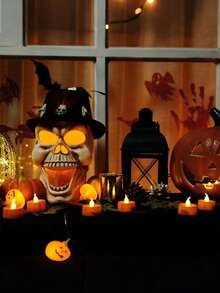 24pcs-Halloween Orange Tea Light Candle, Battery Operated LED Tea Light, Small Jack-O-Lantern With Warm White Bulbs, Flameless, Electric Fake Tea Candle Realistic Halloween, Jack-O-Lantern, Thanksgiving Decoration, Halloween Decoration, Autumn Decoration, Harvest Day Decoration, Room Decoration, Bedroom Decoration - Multicolor - View 2