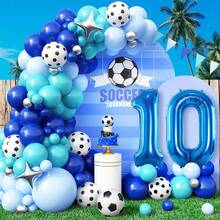 1 set de globos numerados de 32 pulgadas con temática de fútbol (5, 6, 7, 8, 9, 10, 11, 13 o edades), globos azul marino adecuados para partidos deportivos, cumpleaños, vacaciones, decoración de fiestas, decoración de arco - Multicolor - Ver 8