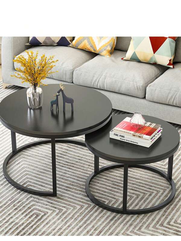 Ein Satz von zwei, runder Couchtisch, Couchtisch, Couchtisch-Set, Beistelltisch, Wohnzimmer Beistelltisch, Nachahmung Schiefer, Wohnzimmer, mittlere Größe, zart und praktisch, sicher und solide