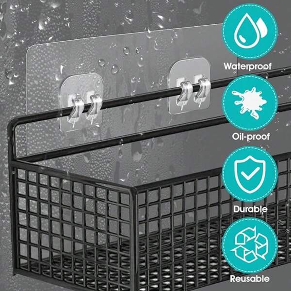 5 piezas Ganchos adhesivos de alta resistencia, organizadores de colgadores pegajosos y extraíbles sin necesidad de taladrar, para baño, fregadero de cocina, pared