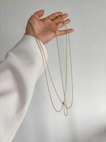 1pc Sexy Rhinestone Pendant Body Chain Necklace, Fashionable Minimalist Design For Women Daily Wear