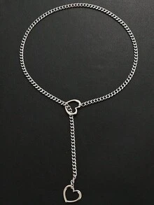 1pc Fashionable And Versatile Hollow Out Peach Heart Alloy Silver Necklace With Simple Style For Couples, Men And Women, Metal Silver Pendant Necklace Suitable For Gift Giving And Daily Wear - Bạc - Xem 3