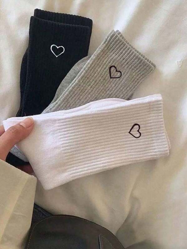 6 Pairs Of Heart-Shaped Thick Comfortable Knee-High Socks, Suitable For Sports, Ins Ulzzang, Casual Home Clothes, Suitable For All Men And Women, Christmas/Thanksgiving/Valentine's Day