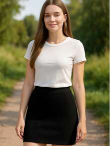 FALDA CORTA CON LICRA  Liso    Casual    Playa - Negro - Ver 2