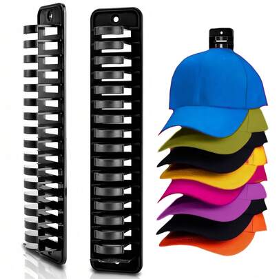 2 יחידות מתלה כובעים לתלייה על הקיר, מחזיק כובעים מרובים, חוסך מקום, תצוגה נגישה בקלות, עיצוב יציב לתלייה על הקיר, מתאים לחדר שינה, ארון בגדים, כניסה - מתלה תצוגה חוסך מקום, 2/1 יחידות