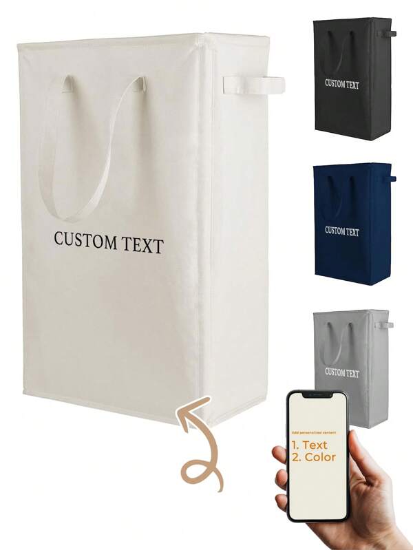 Custom Text/Name Oxford Cloth Laundry Basket Foldable Laundry Basket Clothing Storage Bag Toy Storage Bathroom Laundry Basket 45L
